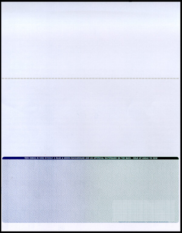 BT-605BG Bottom Check – Blue to Green (3 perforation w/ white background stub)