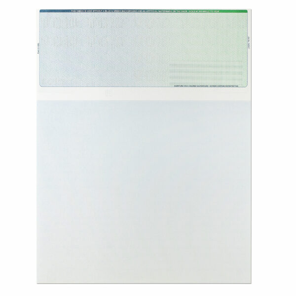 BT-611BG Top Check – Blue to Green (3 equal perforations w/ blue shaded stub)